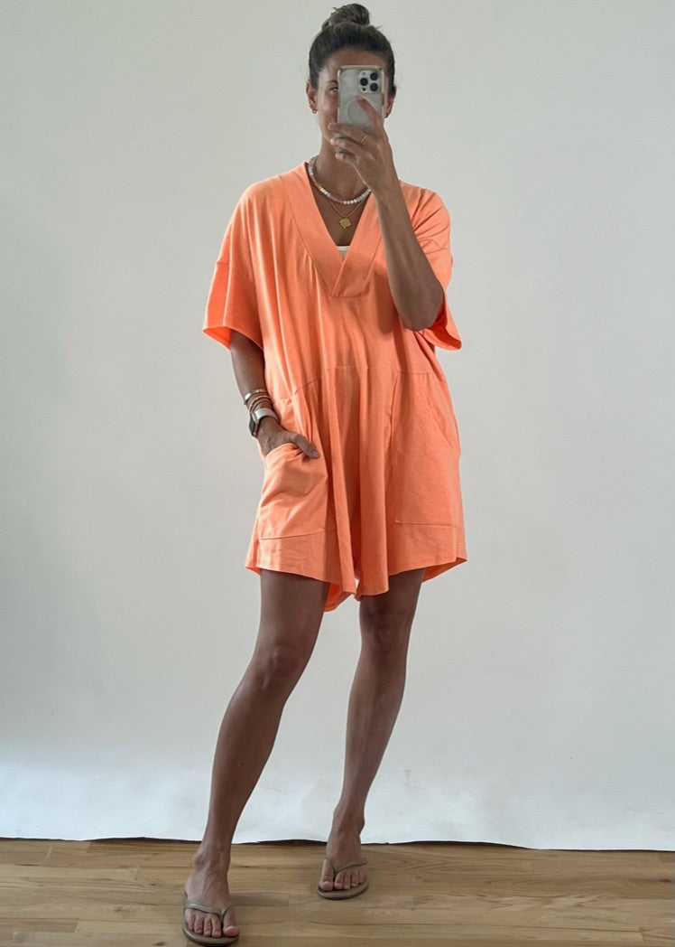 Neon Orange Relaxed Fit Romper