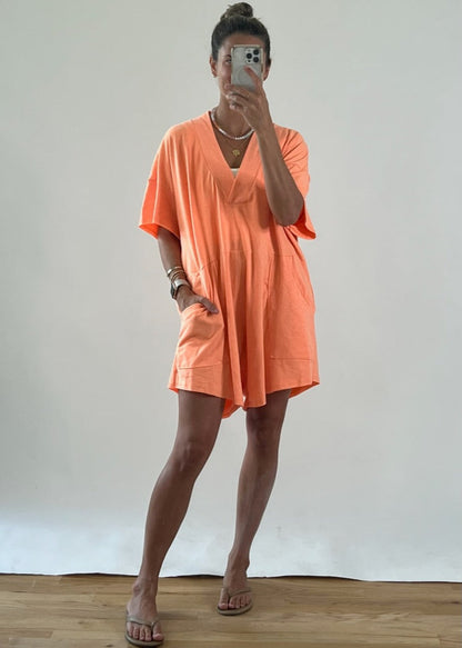 Neon Orange Relaxed Fit Romper