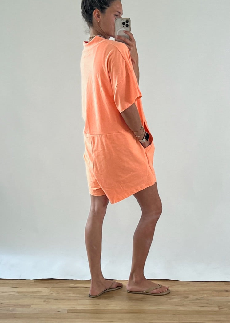 Neon Orange Relaxed Fit Romper