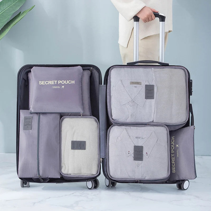Always Stay Organized On The Road With Our 7-Piece Travel Bag Set!