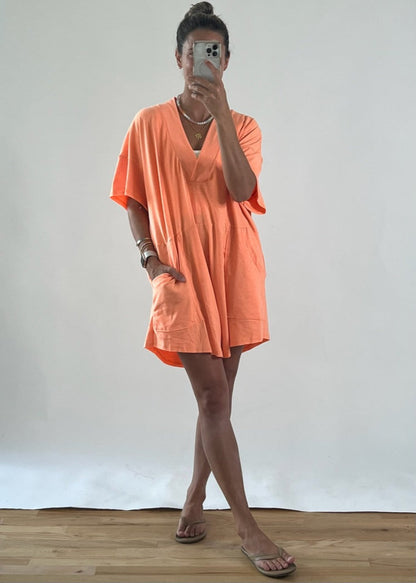 Neon Orange Relaxed Fit Romper