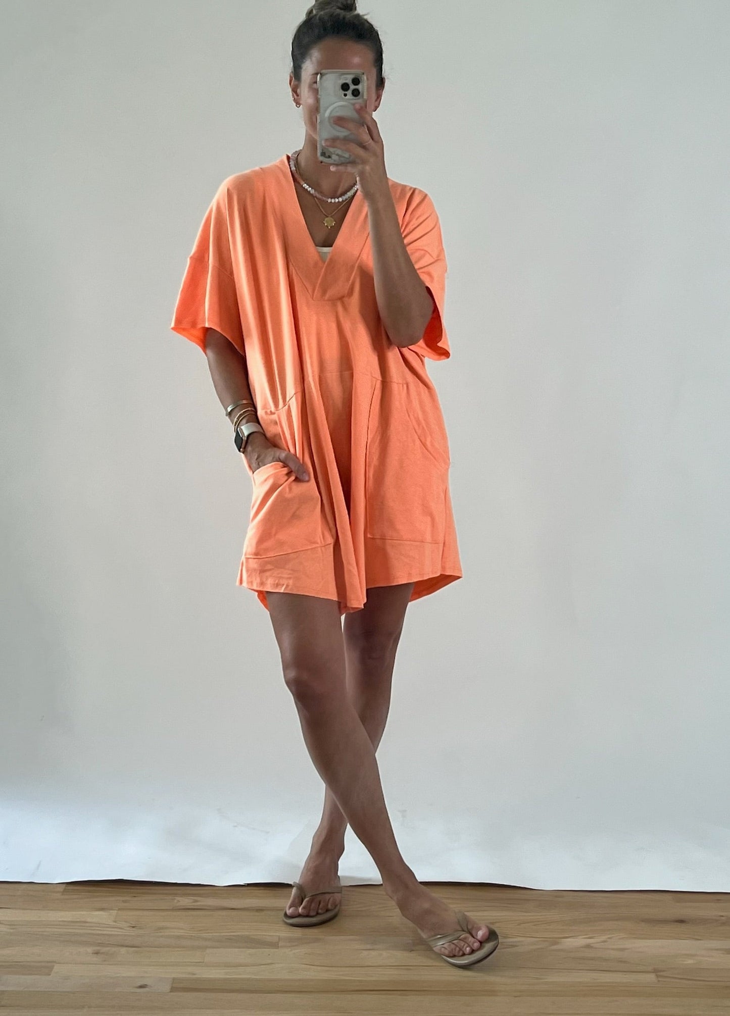 Neon Orange Relaxed Fit Romper