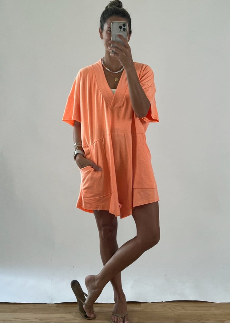 Neon Orange Relaxed Fit Romper