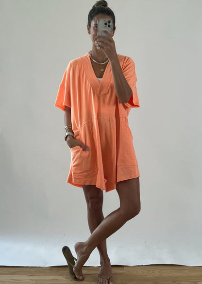 Neon Orange Relaxed Fit Romper