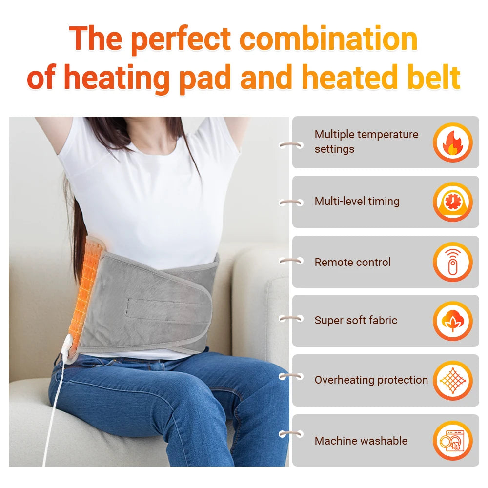 Electric Heating Pad Warm Physiotherapy Thermal Blanket Office Home Temperature Control Waist Belt Warm Up Back Hand Leg Abdomen 