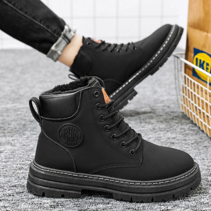 Men Snow Boots Winter Plush Warm High Top British Style Ankle Male Boots Outdoor Thick Soled Non-slip Work Boot Botas De Hombre 