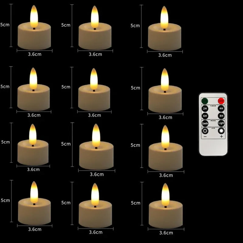 Led Flameless Flickering Battery Operated Tea Lights Candles with Remote Votive Candles Valentine's Day Wedding Christmas Decor 
