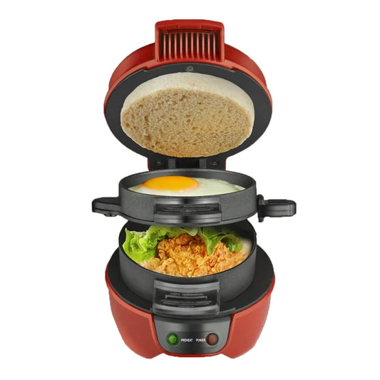 Hamburger Press Hamburger Patty Maker Non-Stick Multifunctional Hamburger Omelet Steak Breakfast Sandwich Machine Eu Plug Durable 