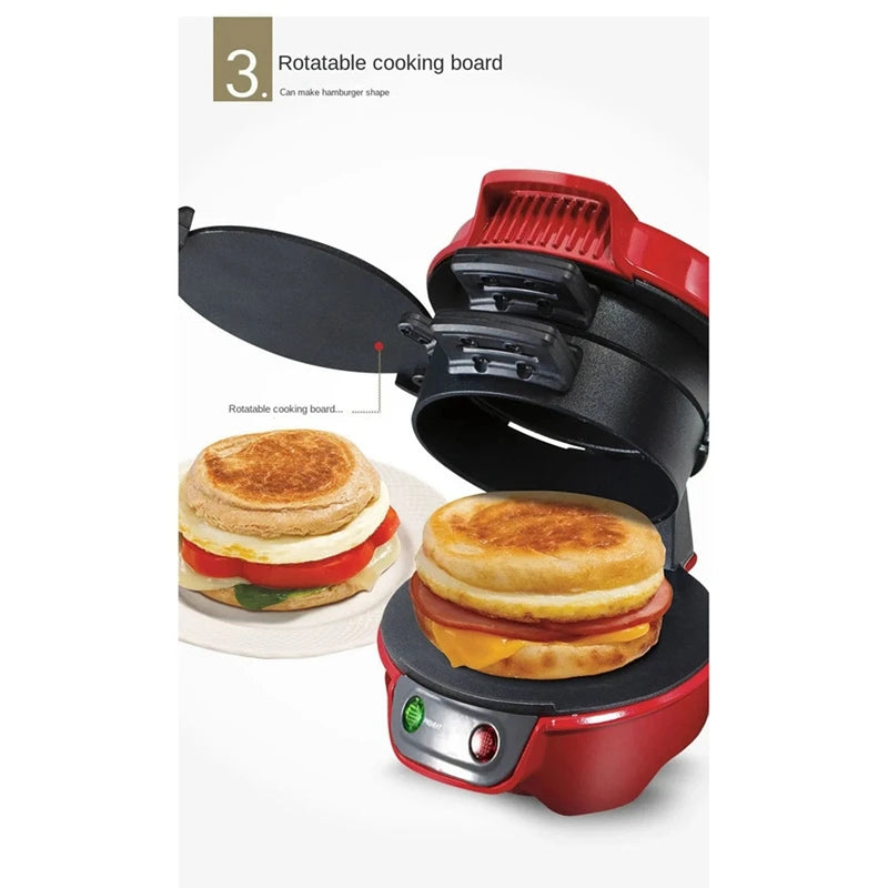 Hamburger Press Hamburger Patty Maker Non-Stick Multifunctional Hamburger Omelet Steak Breakfast Sandwich Machine Eu Plug Durable 
